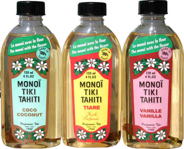 Lot de 3 Monoi de Tahiti 120ml : Tiaré Vanille Coco