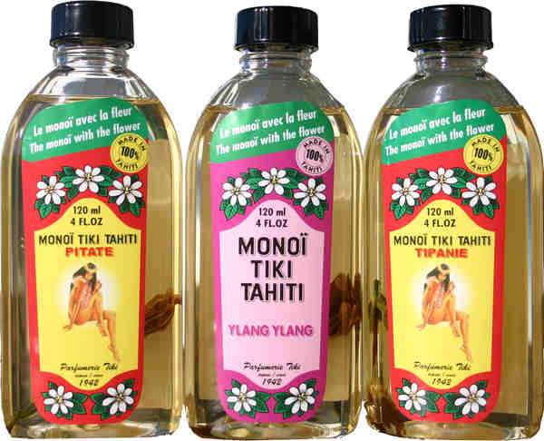 Lot mit 4 Monoi von Tahiti 120 ml : Ylang Frangipanier Jasmin