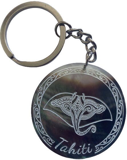 Porte clefs Tahitien en Nacre - Raie manta