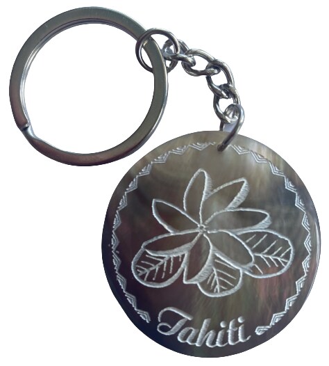 Tahitianischer Schlüsselanhänger aus Perlmut - Tiareblume